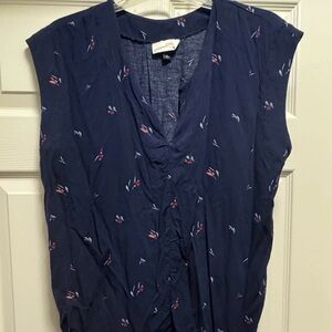 Universal Thread Blue Cap Sleeve Tie Front Blouse